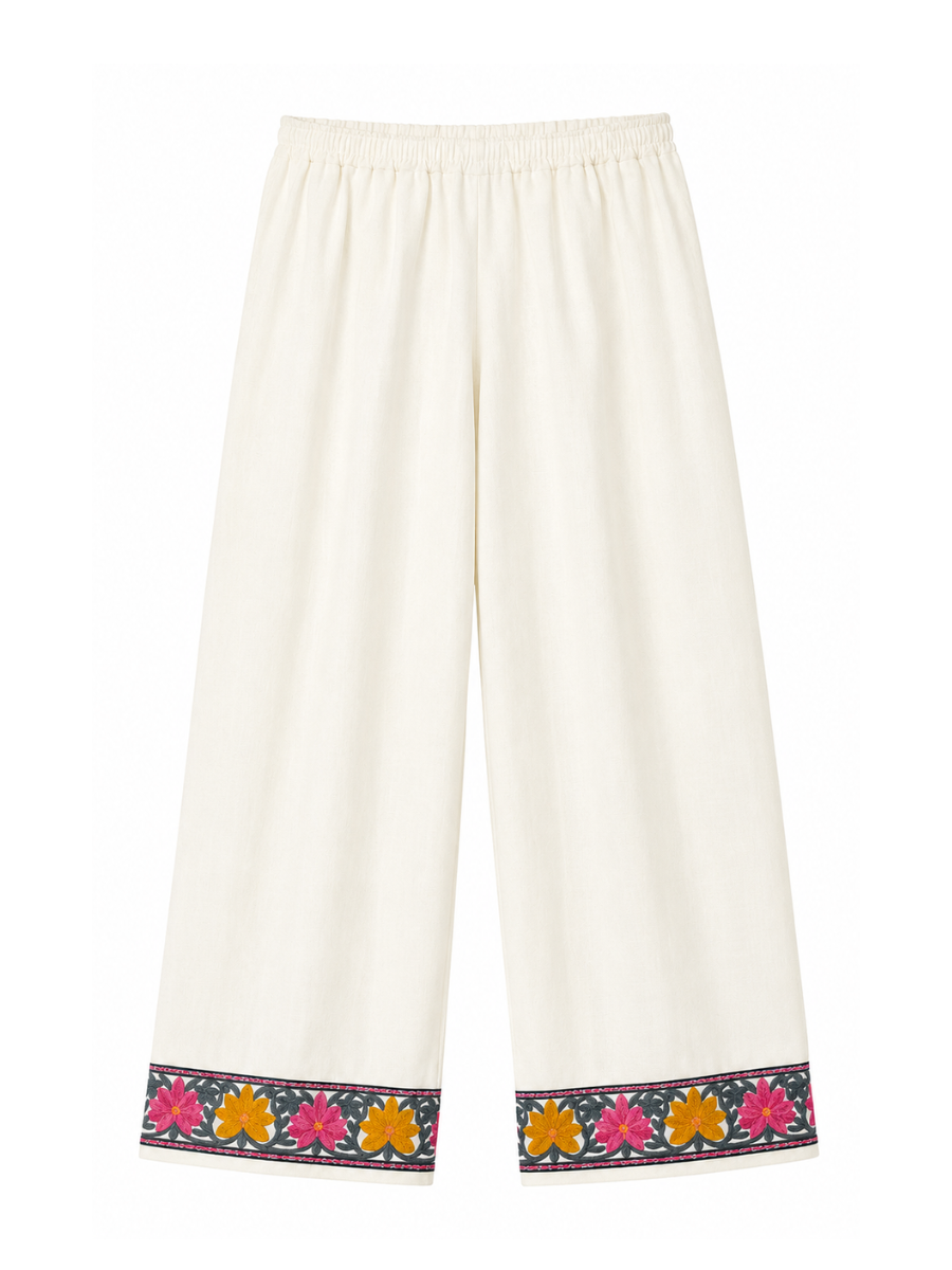 Noor : Kashmiri Aari embroidery summer Co-Ord Set | Light Gray